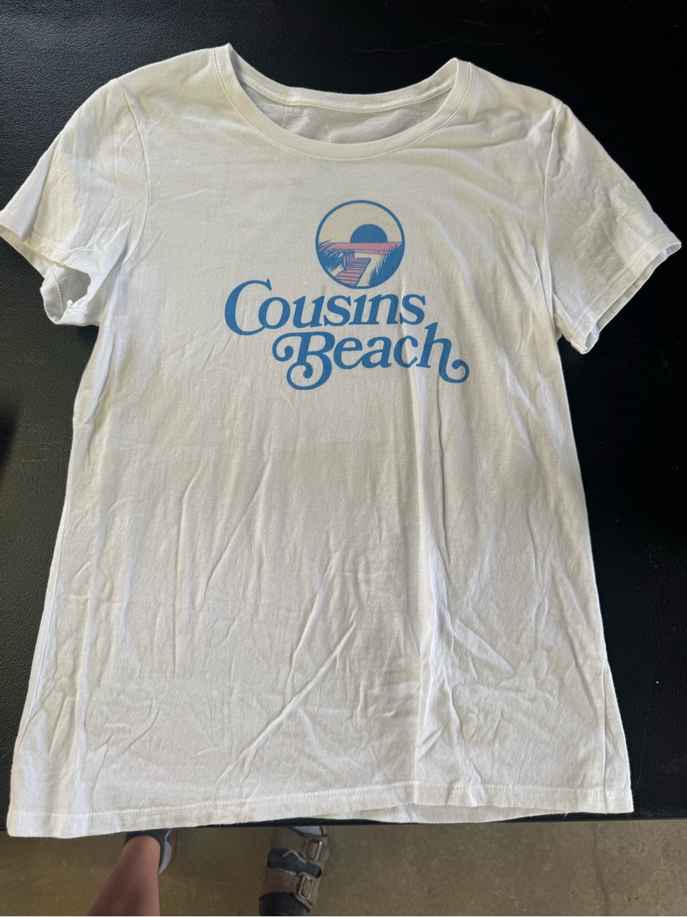 Amazon White Cousins Beach Graphic Tee with Blue Logo